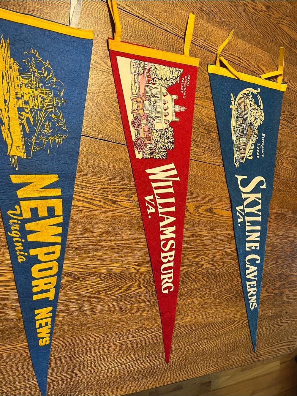 Lot of 3 Vintage Felt Pennants American Tourists VA 1960’s